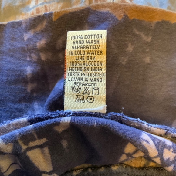 Cotton Boho Skirt Blue Batik Tie Dye Size Large - Picture 8 of 9